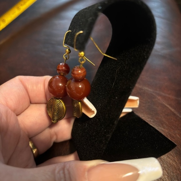 Carnelian dangle drop earrings - Picture 5 of 6